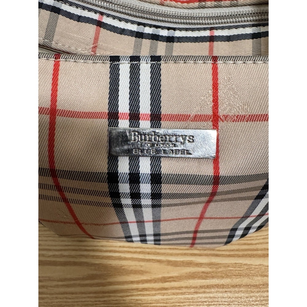 BURBERRYS Of London Nova Check Blue Label Hand Bag Satchel Canvas Beige Silver - Picture 6 of 11